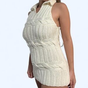 Bebe Cream Knit Halter Top